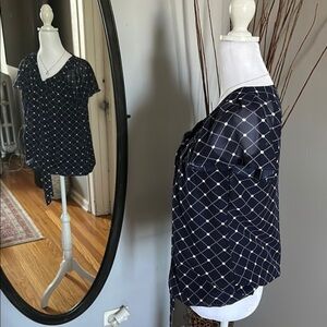 Sara Michelle Navy Blue Geometric Women's Top